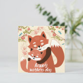 Muttertagsfüchse Feiertagskarte (Stehend Vorderseite)