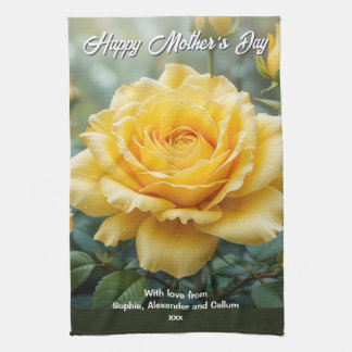 Muttertagsgelbe Blume Rose Elegante Küche Geschirrtuch