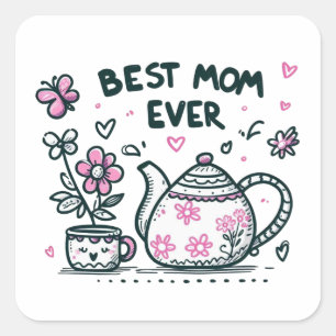 Muttertagsgeschenk Beste Mama je Quadratischer Aufkleber