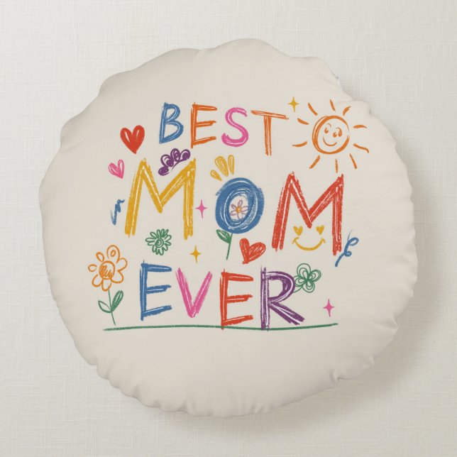 Muttertagsgeschenk, beste Mama je Rundes Kissen (Rückseite)