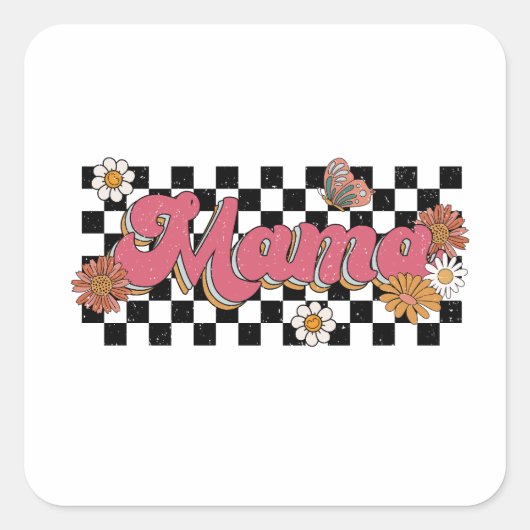 Muttertagsgeschenk | Blume Mama Quadratischer Aufkleber (Vorderseite)