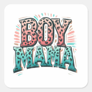 Muttertagsgeschenk Boy Mama Quadratischer Aufkleber