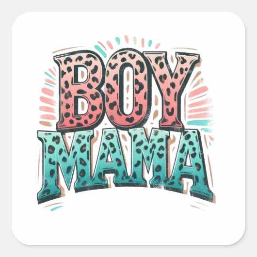 Muttertagsgeschenk | Boy Mama Quadratischer Aufkleber (Vorderseite)