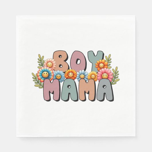 Muttertagsgeschenk | Boy Mama Serviette (Vorderseite)