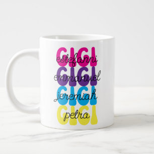 Muttertagsgeschenk Gigi Retro Kinder Namen Riesige Jumbo-Tasse
