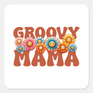 Muttertagsgeschenk Groovy Mama Quadratischer Aufkleber