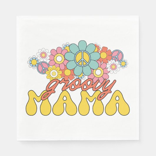 Muttertagsgeschenk | Groovy Mama Serviette (Vorderseite)