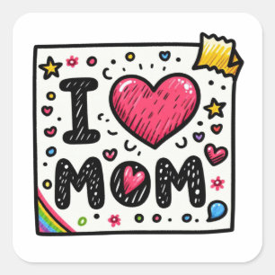 Muttertagsgeschenk I Liebe Mommy Quadratischer Aufkleber