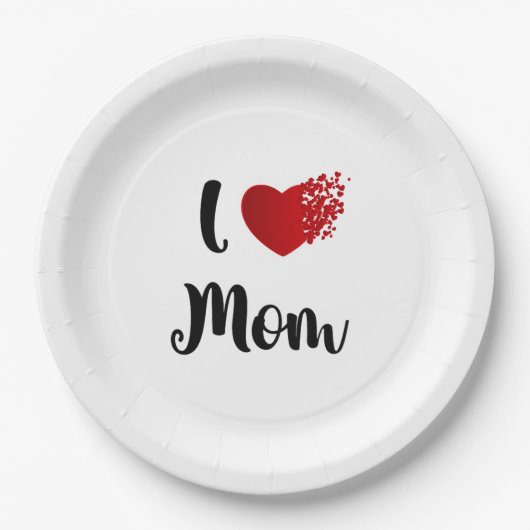 Muttertagsgeschenk Ich liebe Mama Herzexplosion Pappteller (Vorderseite)