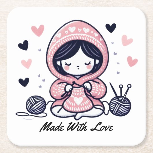 Muttertagsgeschenk | Made with Liebe Rechteckiger Pappuntersetzer (Vorderseite)