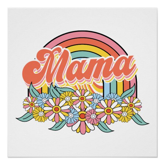 Muttertagsgeschenk | Mama Floral Poster (Vorderseite)