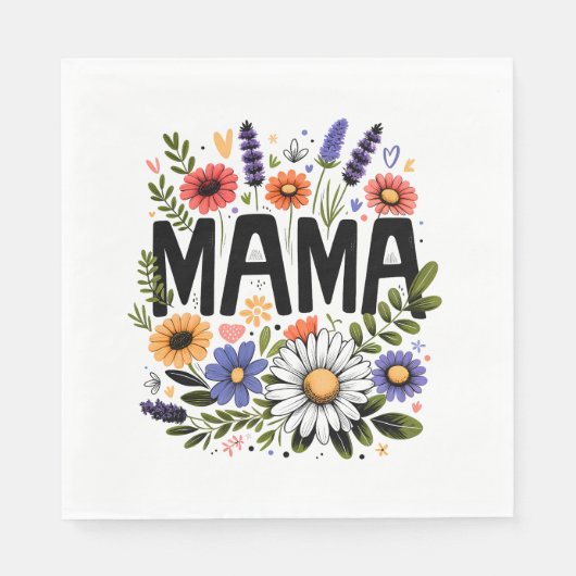 Muttertagsgeschenk | Mama Floral Serviette (Vorderseite)