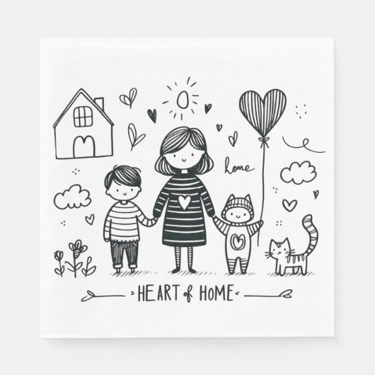 Muttertagsgeschenk | Mama Herz der Zuhause Serviette (Vorderseite)