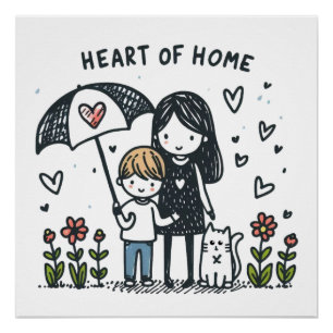 Muttertagsgeschenk Mama ist das Herz von Zuhause Poster