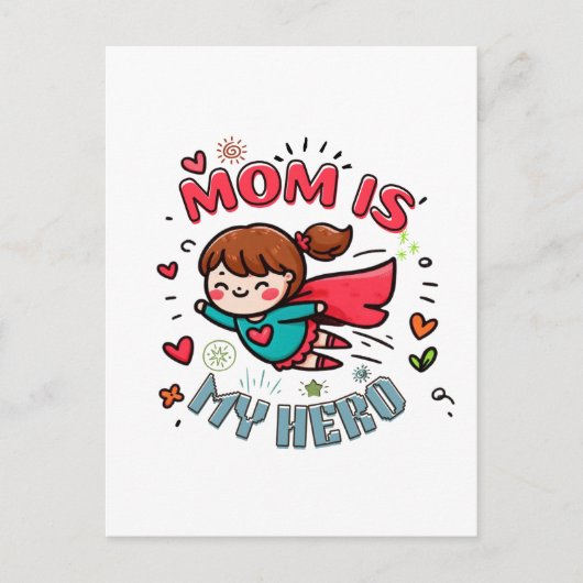 Muttertagsgeschenk | Mama ist mein Held Postkarte (Vorderseite)