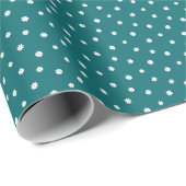 Muttertagsgeschenk | Tiny Daisies auf Aquamarin Geschenkpapier (Rolleneckpunkt)