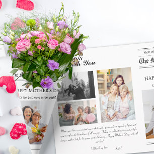 Muttertagsgeschenk Zeitung Blume Bouquet Geschenkpapier Set