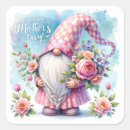Muttertagsgnome-Liebe Quadratischer Aufkleber
