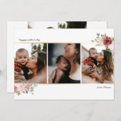 Muttertagsgold-Collage aus blumenschwarzem Foto Feiertagskarte (Vorne/Hinten)