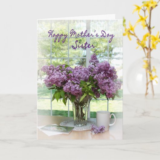 Muttertagsgruß - Schwester - Lilacs Karte (Gelbe Blume)