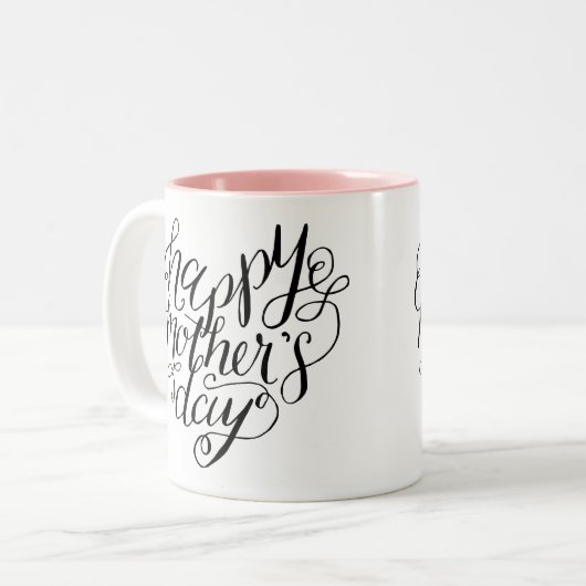 Muttertagskalligraphie Zweifarbige Tasse (Vorderseite Links)