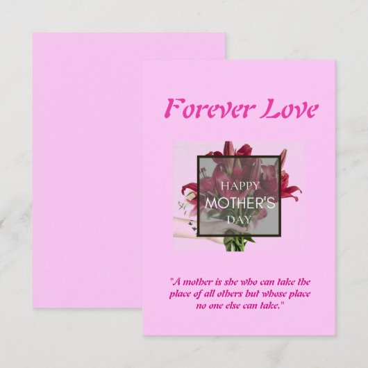 Muttertagskarte Dankeskarte (Vorne/Hinten)