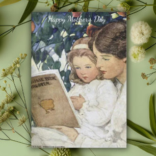 Muttertagskarte der Vintagen Mutter und Tochter Feiertagskarte