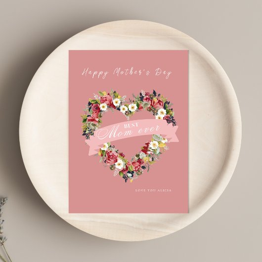 Muttertagskarte des Blumenherzes Einladung