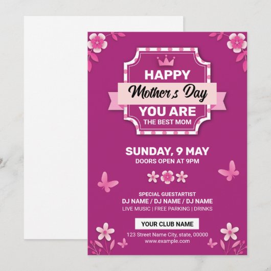 Muttertagskarte Einladung (Vorne/Hinten)