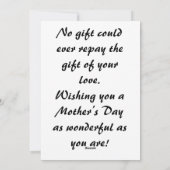 Muttertagskarte Feiertagskarte (Rückseite)