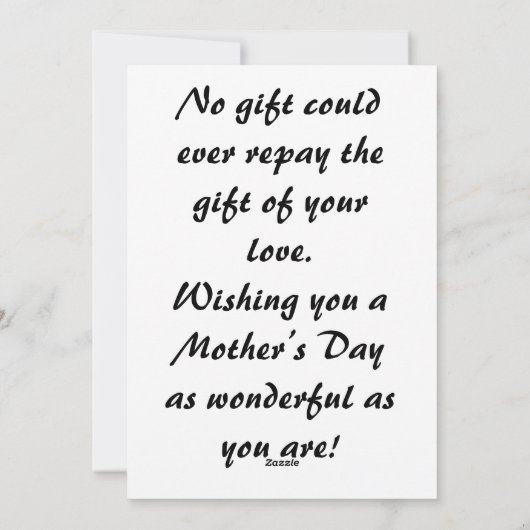 Muttertagskarte Feiertagskarte (Rückseite)