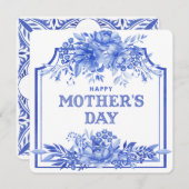 Muttertagskarte für Blau und Weiß Feiertagskarte (Vorne/Hinten)