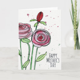 Muttertagskarte für Blume mit Aquarellfarben Karte