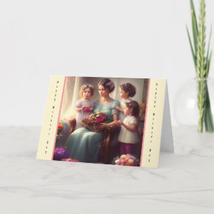 Muttertagskarte für die Ehefrau mit drei Kindern Dankeskarte