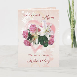 Muttertagskarte für die Mama mit Rose, Lilie & Her Karte