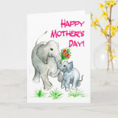 Muttertagskarte für Elefanten Karte (Gelbe Blume)
