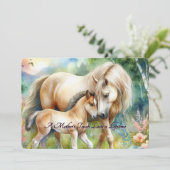 Muttertagskarte für Pferde und Fohlen Einladung (Stehend Vorderseite)