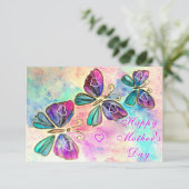 Muttertagskarte für Wasserfarbenschmetterlinge Karte (Stehend Vorderseite)