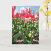Muttertagskarte - Mama und Babytulpen Karte (Gelbe Blume)