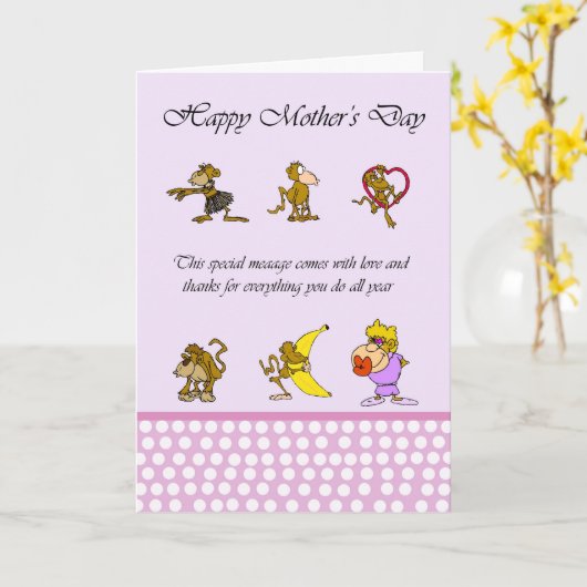 Muttertagskarte mit Affen Karte (Gelbe Blume)