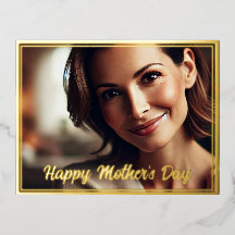 Muttertagskarte mit benutzerdefiniertem Foto Gold