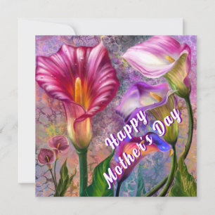 Muttertagskarte mit farbenfrohen Calla-Lilien