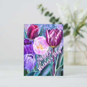 Muttertagskarte mit farbenfrohen Tulpen Postkarte
