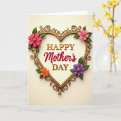 Muttertagskarte mit goldenem Herzen Karte (Gelbe Blume)