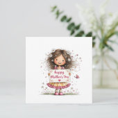 Muttertagskarte mit Kinderillustration (Stehend Vorderseite)