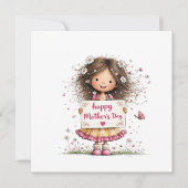 Muttertagskarte mit Kinderillustration (Vorderseite)