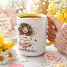 Muttertagskarte mit Kinderillustration & Gänseblüm