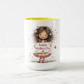 Muttertagskarte mit Kinderillustration & Gänseblüm Tasse (Zentrum)