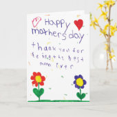 Muttertagskarte mit Kindern Kunst Karte (Gelbe Blume)