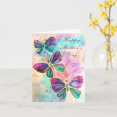 Muttertagskarte mit Lila rosa Schmetterlingen Karte (Gelbe Blume)